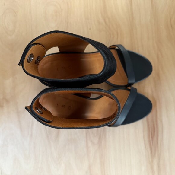 IRO Suthy Black Leather Suede Ankle Cuff Heels | Size 7 - Picture 5 of 6
